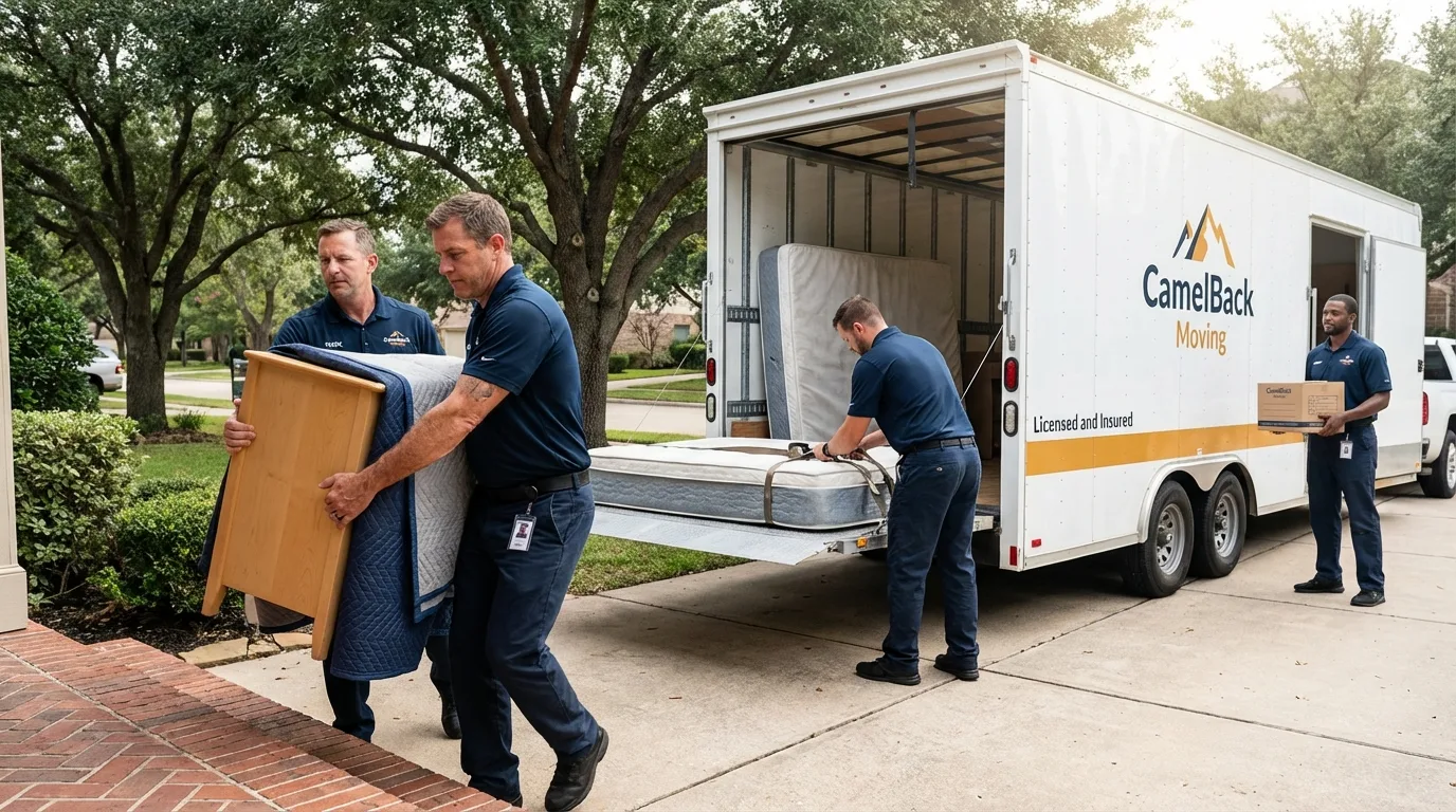 Crew loading residential truck for cross-state move from Trenton, MI