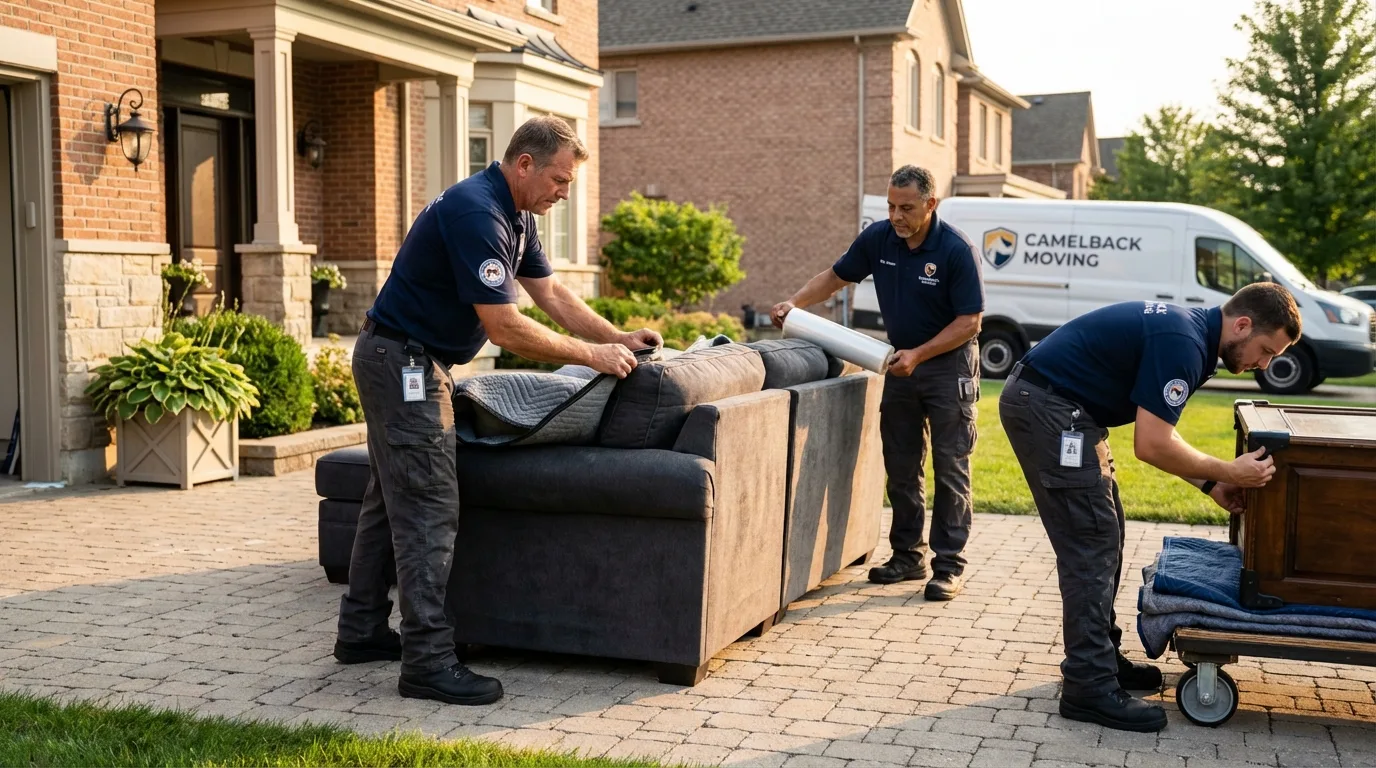 Large estate moving crew wrapping furniture in Trenton, MI